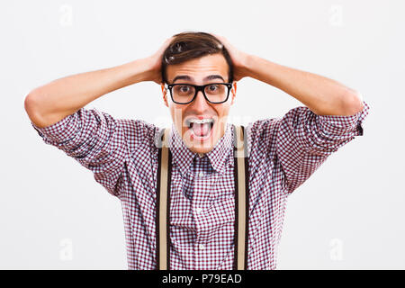 Frustriert nerdy Mann Stockfoto