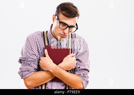 Erschöpft nerd Student. Stockfoto