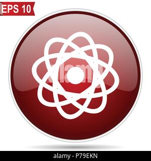 Atom cherry red glossy Runde web Vektor icon. Editierbare einfacher Kreis modernes Design internet Taste auf weißem Hintergrund. Stock Vektor