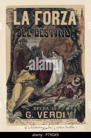 Poster (vermutlich) für Giuseppe Verdis La forza del destino. Zwischen 1862 und 1880 8 Alexandre Charles Lecocq - Giuseppe Verdi - La forza del destino Stockfoto