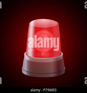 Realistische Rote Blinkleuchte Sirene. Warnsymbol Stock Vektor