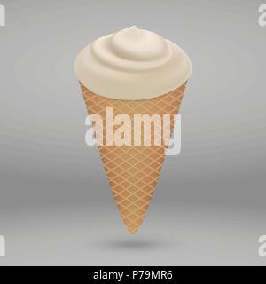 Milch Eis in den Kegel isoliert Stock Vektor