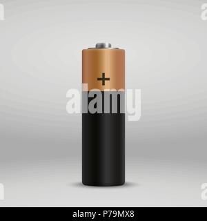 Realistische Alkali-Mangan Batterie. design Leer mockup Vorlage. Stock Vektor