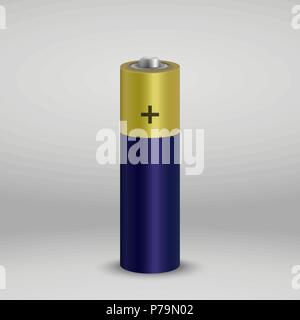 Realistische Alkali-Mangan Batterie. design Leer mockup Vorlage. Stock Vektor