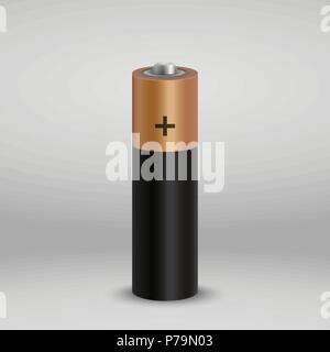 Realistische Alkali-Mangan Batterie. design Leer mockup Vorlage. Stock Vektor