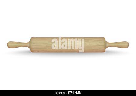 Realistische Holz- Rolling Pin auf weißem Hintergrund Stock Vektor
