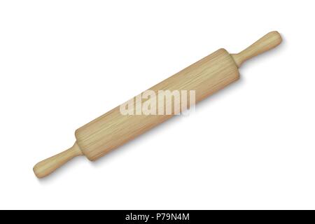 Realistische Holz- Rolling Pin auf weißem Hintergrund Stock Vektor