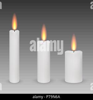Festlegen von realistischen Paraffin brennende Kerzen isoliert Stock Vektor