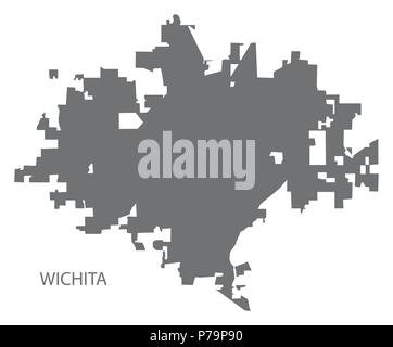 Wichita Kansas City Karte grau Abbildung silhouette Form Stock Vektor