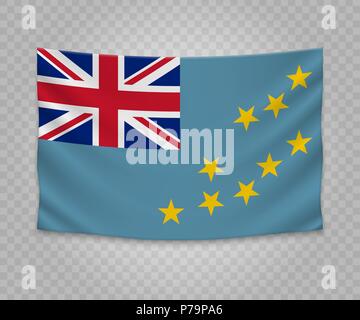 Realistische hängenden Flagge von Tuvalu. Leere Stoff banner Grafik Design. Stock Vektor