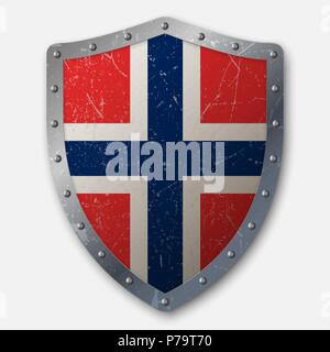 Alte Schild mit Flagge Norwegens. Vector Illustration Stock Vektor