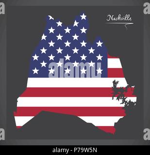 Nashville Tennessee Karte mit Amerikanischen Nationalflagge Abbildung Stock Vektor