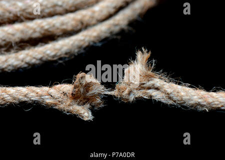 Gebrochene jute Seil Stockfoto