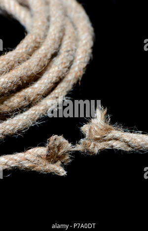 Gebrochene jute Seil Stockfoto