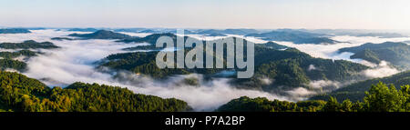 Am frühen Morgen Nebel deckt tiefe Täler in Appalachia. Stockfoto