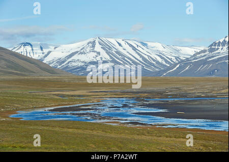 Arktische Tundra Szene auf Spitzbergen, Svalbard, Norwegen in der Arktis Stockfoto