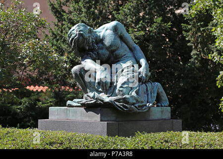 Statue von Mose von František Bílek (1905) Pařížská, Josefov (das Jüdische Viertel), Prag, Tschechien (Tschechische Republik), Europa Stockfoto