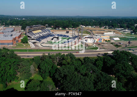 Luftaufnahme der Pro Football Hall of Fame in Canton, Ohio Stockfoto