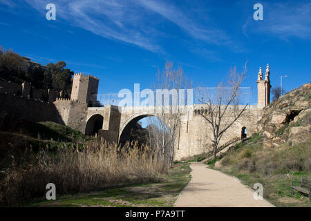 Puente de Alcantara, Atcantara Brücke über den Fluss Tejo, Toledo, Spanien Stockfoto