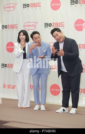Seoul, Korea. 04. Juli 2018. Hui Jae Lee Mun-Se-yun, Girl's Day Park So Jin nahmen an der Produktion der TV-Show "VS Kind Korea" in Seoul, Korea am 04. Juli 2018. (China und Korea Rechte) Credit: TopPhoto/Alamy leben Nachrichten Stockfoto