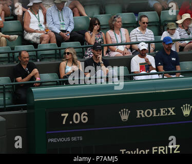 London, Großbritannien. 5. Juli 2018. 5. Juli 2018, All England Lawn Tennis und Croquet Club, London, England; die Wimbledon Tennis Championships, Tag 4; die Trainer und die Freundin von Alexander Zverev in Deutschland Quelle: Aktion Plus Sport Bilder/Alamy leben Nachrichten Stockfoto