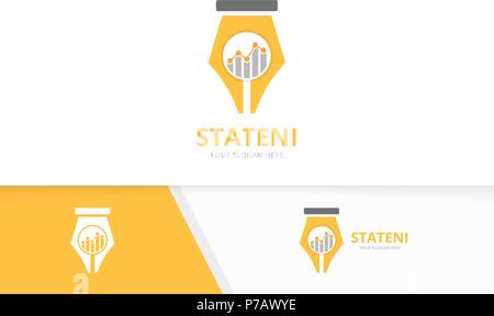 Vektor pen und Grafik logo Kombination. Schreiben und Diagramm Symbol oder Icon. Einzigartige Gesetz und Grafik logo Design Template. Stock Vektor