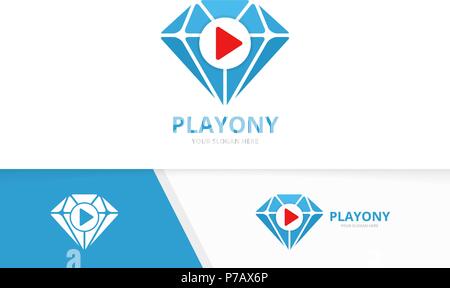 Vektor Diamant- und PLAY-Taster logo Kombination. Schmuck und Symbol. Einzigartige Juwel und Logo Design vorlage verbinden. Stock Vektor