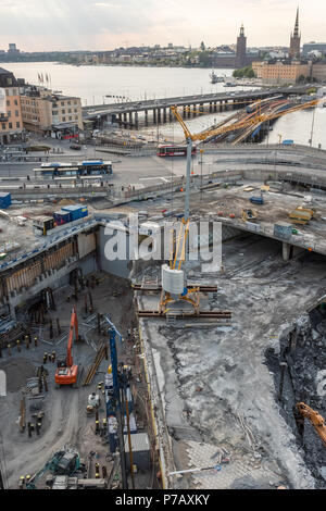 Die Bauarbeiten am Wasser, Stockholm, Schweden Stockfoto