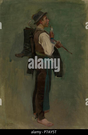50 Ladislav Mednyánszky - Junger Mann mit Pfeife-O3865-Slowakische Nationalgalerie Stockfoto