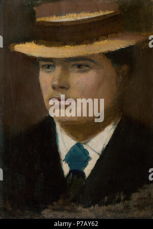 50 Ladislav Mednyánszky - Junger Mann in einem Strohhut-O3270-Slowakische Nationalgalerie Stockfoto