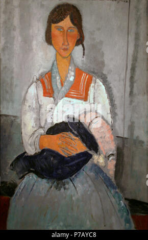 . Gypsy Frau mit Baby. Gypsy Frau mit Baby, 1919 von Amedeo Modigliani, Öl auf Leinwand Maud Dale war ein entschiedener Befürworter der Kunst von Amedeo Modigliani. Sie organisierte Ausstellungen mit seine Arbeit und veröffentlicht eine der ersten Monographie, die der Künstler im Jahr 1929. Die Dales schließlich erhoben werden 21 Werke des Künstlers zu bilden, was die Zeitgenossen als die feinste Auswahl seines Schaffens in Existenz zu werden. Dreizehn dieser Werke sind jetzt in der Sammlung der National Gallery Kunst Nationalgalerie, Washington, D.C., online Sammlung. 5. September 2010, 04:04 58 Tylose in Stockfoto