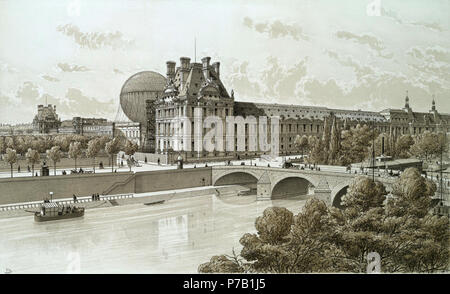 . Palais des Tuileries, 1879. Mit Blick auf die Tuilerien. "Starting mit NAPOLÉON I, dem Palais des Tuilerlies war die offizielle Residenz der französischen Führer. 1871 jedoch war es zu einem Brand durch die Kommunarden set zerstört. Die Feuerwehr das Gebäude komplett entkernt, aber die Wände stehen blieben bis 1884. Fragmente des Palastes kann an der École des Beaux-Arts und der École des Ponts et Chaussées gesehen werden. Als typisch für die Zeit war, aufwändige Gärten private gehenden Raum für die Bewohner des Schlosses. André LeNôtre entwickelt, das aktuelle Layout der Gärten." Zwischen 1875 ein Stockfoto