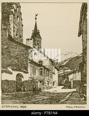 Sterzing 1898. Blatt aus: "Bilder aus Südtirol", München 1909. Dieser Medien zeigt das kulturelle Erbe Denkmal mit der Nummer 17435 in Südtirol. . 1898 62 Pfann Bilder aus Tirol 10. Stockfoto
