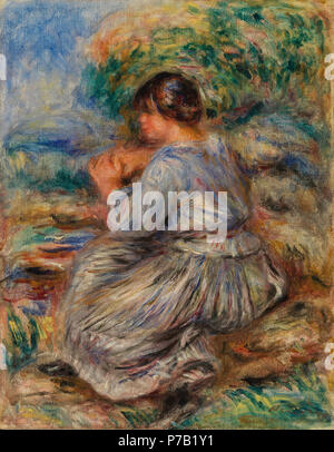 . Mädchen sitzt in einer Landschaft (Jeune fille Assise dans un jardin) N/A 63 Pierre-Auguste Renoir - Mädchen sitzt in einer Landschaft (Jeune fille Assise dans un jardin) - BF 11 - Barnes Foundation Stockfoto