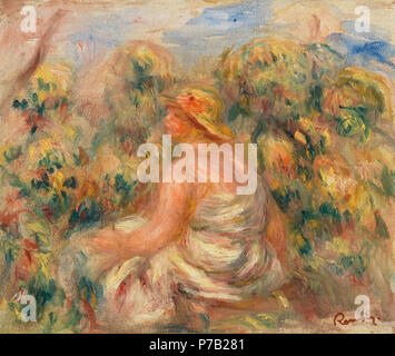 . Frau mit Hut in einer Landschaft (Femme avec chapeau dans un Paysage) N/A 63 Pierre-Auguste Renoir - Frau mit Hut in einer Landschaft (Femme avec chapeau dans un Paysage) - BF 38 - Barnes Foundation Stockfoto