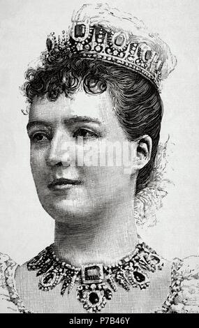 Amelie von Orleans (1865-1951). Königin-Gemahl von Portugal. Gravur. des 19. Jahrhunderts. Stockfoto