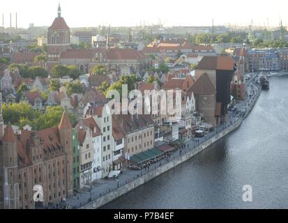 Polen. Danzig. Altstadt. Dock und Mottlau Fluss. Stockfoto