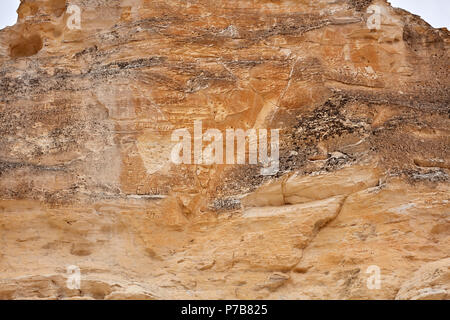 Natur Detail Hintergrund der erodierten Felsen Felswand mit Textur und Schichten in Castle Rock Badlands, Kansas, USA Stockfoto