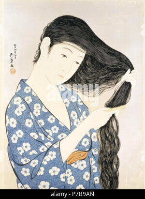 : Englisch: en: Goy Hashiguchi, Kamisuki (Kämmen der Haare), Japan, AD 1920. : 9 1920 43 Goyo Kamisuki veröffentlicht. Stockfoto