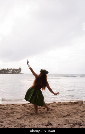 Hawaii Hula Tänzer im Kostüm tanzen Stockfoto