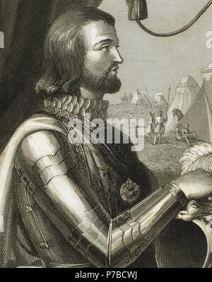 John i. von Kastilien (1358-1390). König der Krone von Kastilien (1379-1390). Porträt. Gravur. Stockfoto