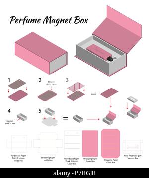 Starre Box für Parfüm Mockup mit Dieline Stock Vektor