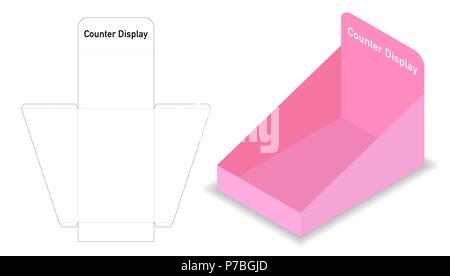 Container Anzeige 3D-Modellerstellung mit dieline Vorlage Stock Vektor