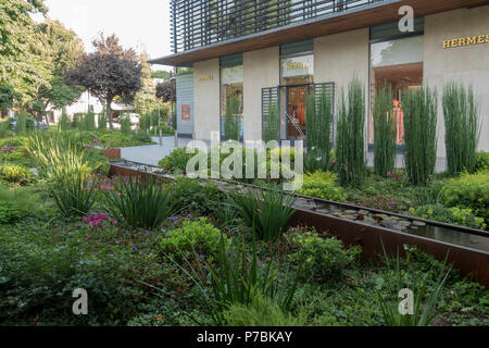 Japanisch inspirierten Garten im Hermes Boutique in Las Condes, Santiago Stockfoto