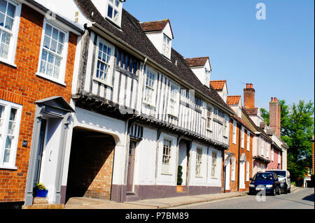 Tudor und georgianischen Stadthäusern in Bury St Edmunds, Großbritannien Stockfoto