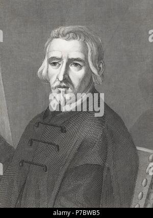 Alonso Cano Almansa (1601-1667), Pintor, escultor y arquitecto Español. Grabado de 1853. Stockfoto