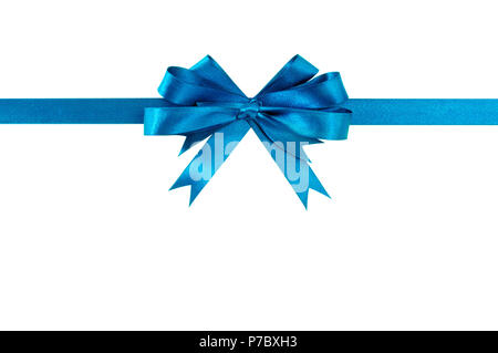 Blauer Schleife Geschenkband gerade horizontale Stockfoto
