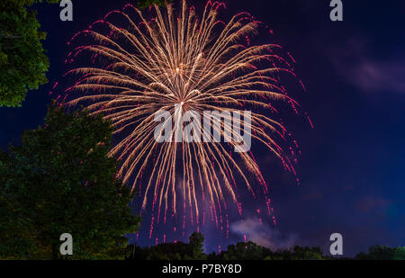 4. Juli Feuerwerk Feier in Utica, New York, USA Stockfoto