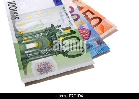 Andere Währung Euro Rechnungen isoliert Stockfoto
