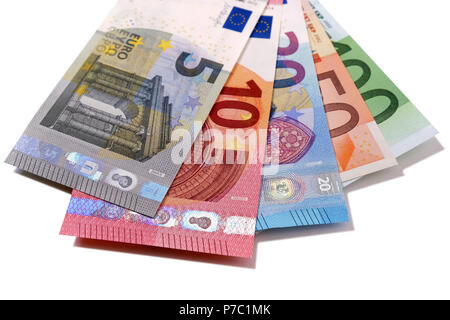 Satz von Euro isoliert auf weißem Stockfoto